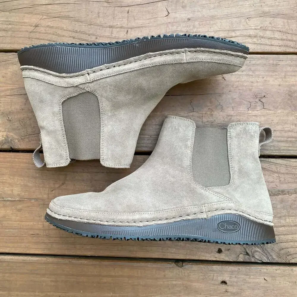 Chaco Paonia Chelsea Boot Suede Ankle Booties Taupe Women's Size 9